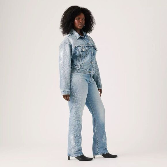 NWT $150 Levi's x Beyonce 501 Curve Light Wash Jeans Rhinestone Women Size 28x32 - Picture 1 of 15